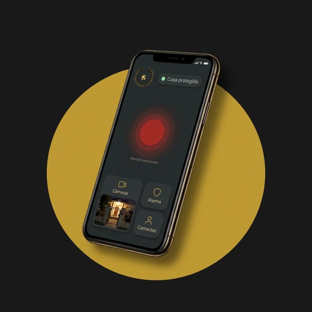 Celular con el botón de pánico rojo en la pantalla.