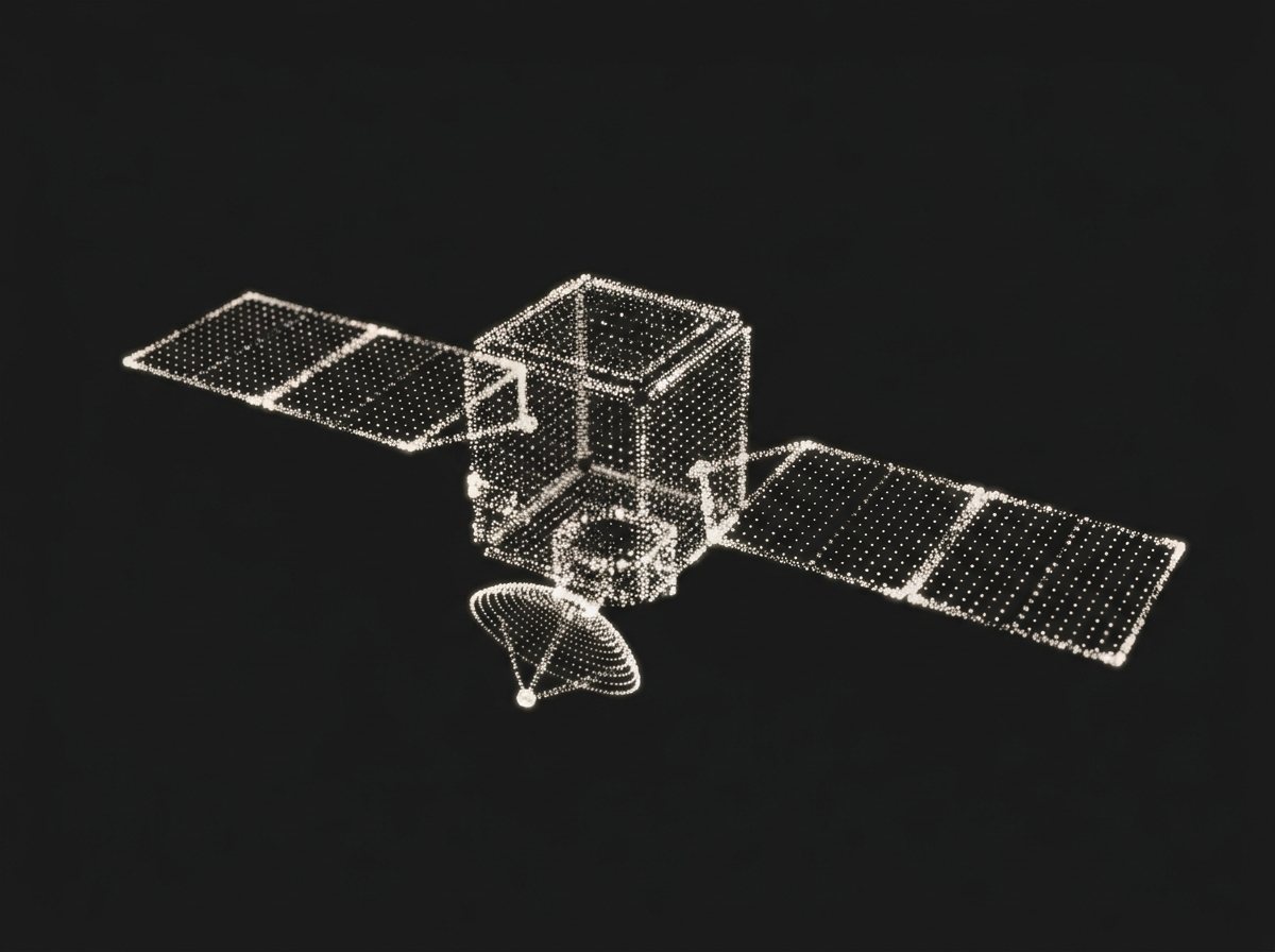 Satélite hecho de puntos de luz.